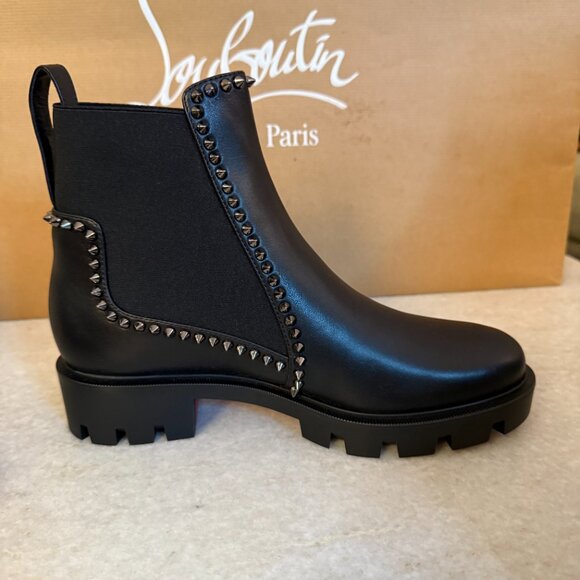 Christian Louboutin 3221092 Out Lina Spike Lug Black Calf Ankle Boot, 38.5, 39.5 - Picture 12 of 16